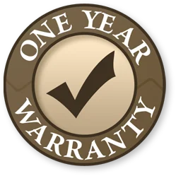 One year warranty badge with checkmark symbol